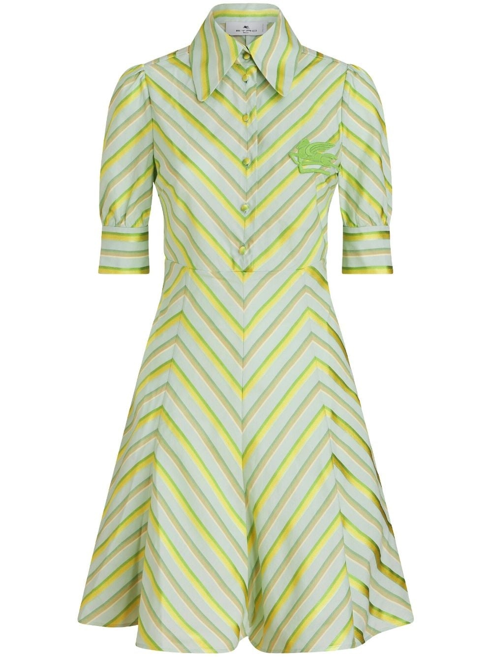 logo-patch striped dress - 1