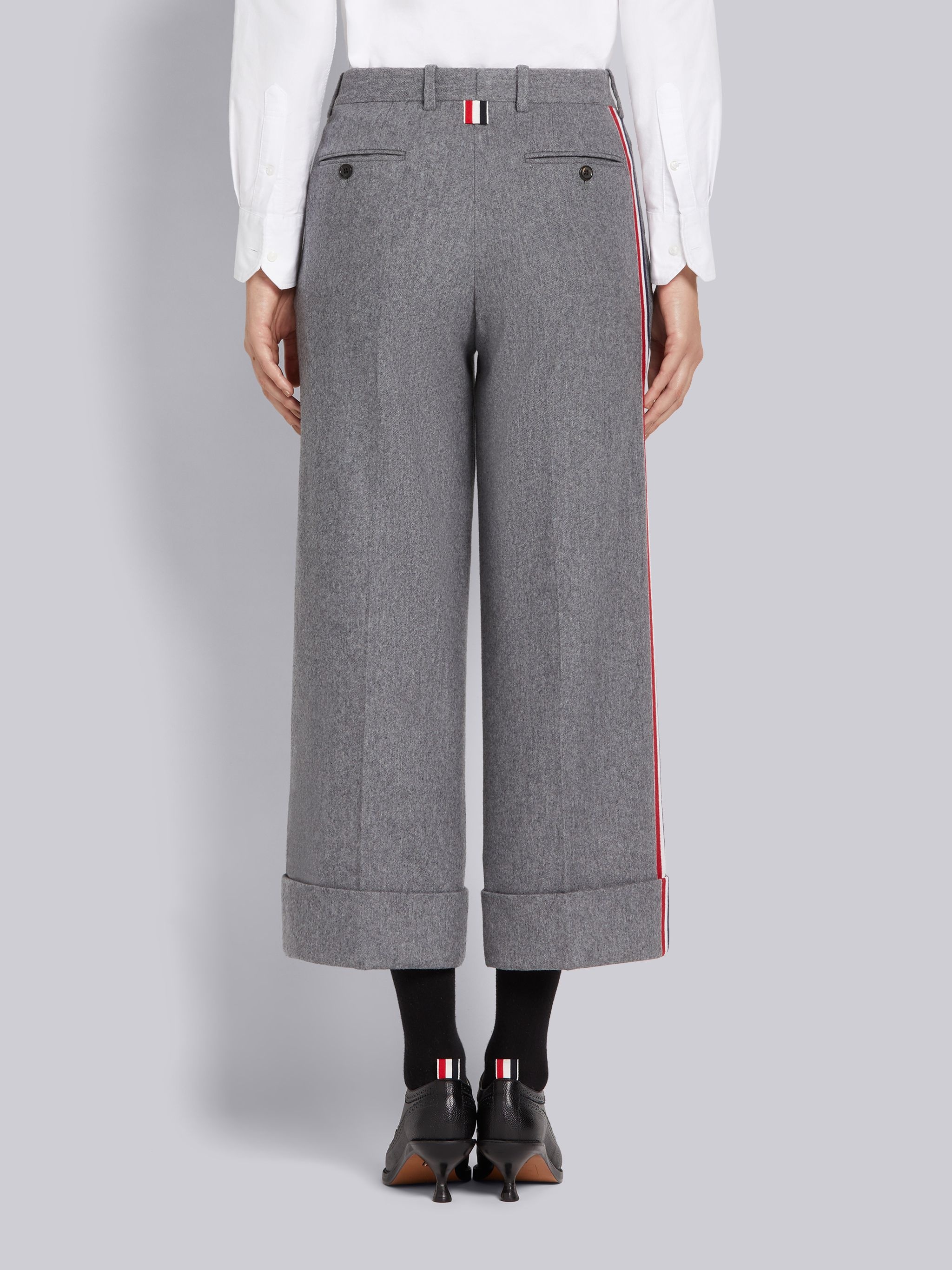 Medium Grey Lightweight Boiled Wool Engineered Stripe Sack Trouser - 3