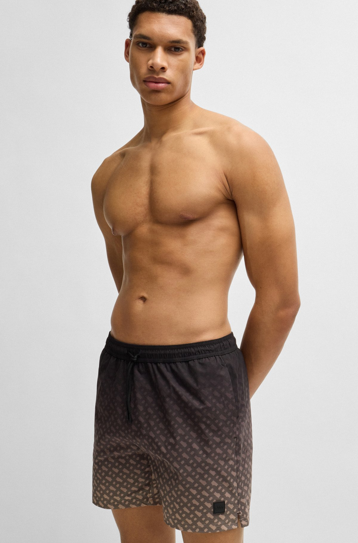 LOGO-BADGE SWIM SHORTS WITH DEGRADÉ MONOGRAM PRINT - 3