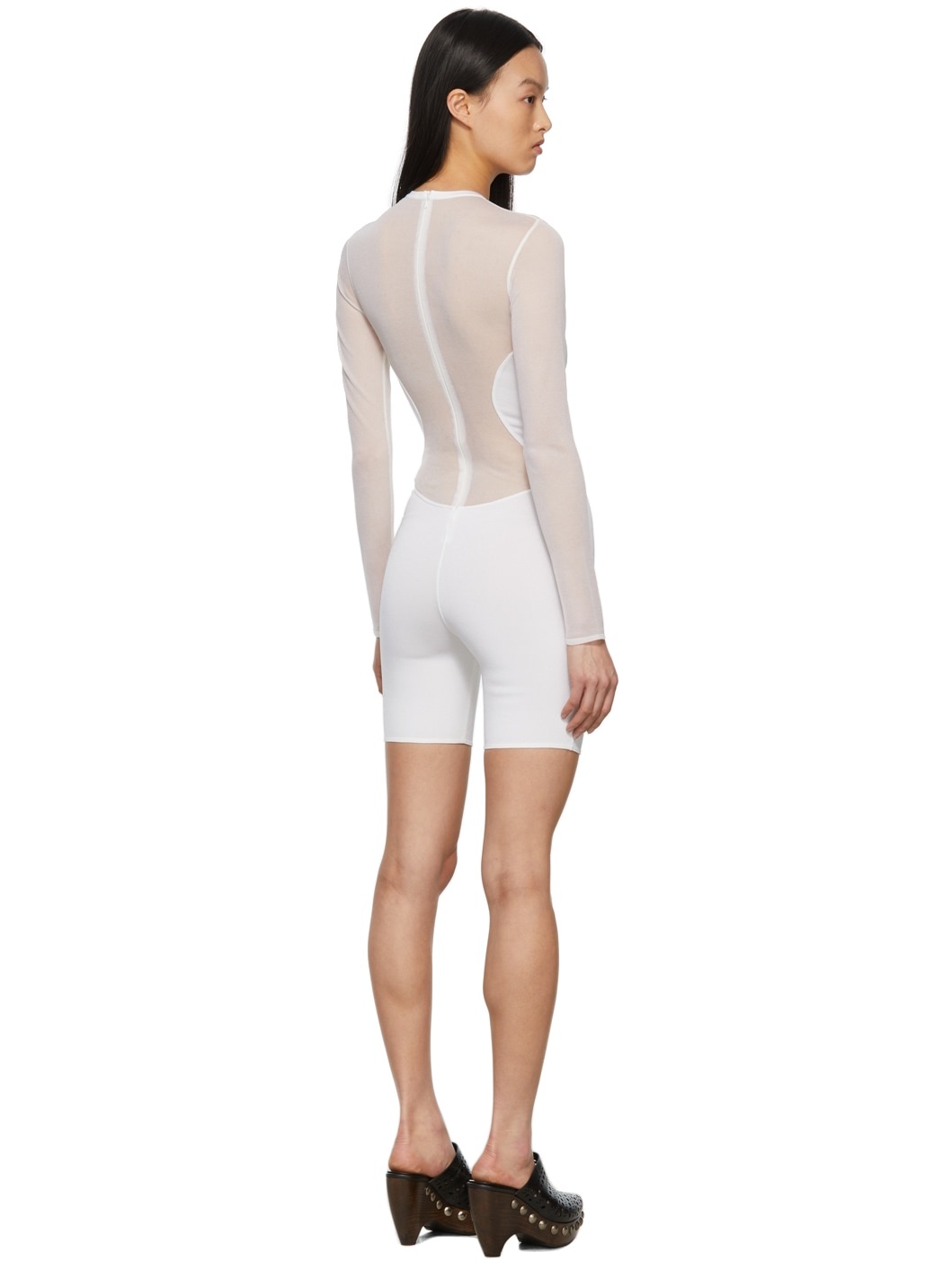 White Sheer Short Jumpsuit - 5