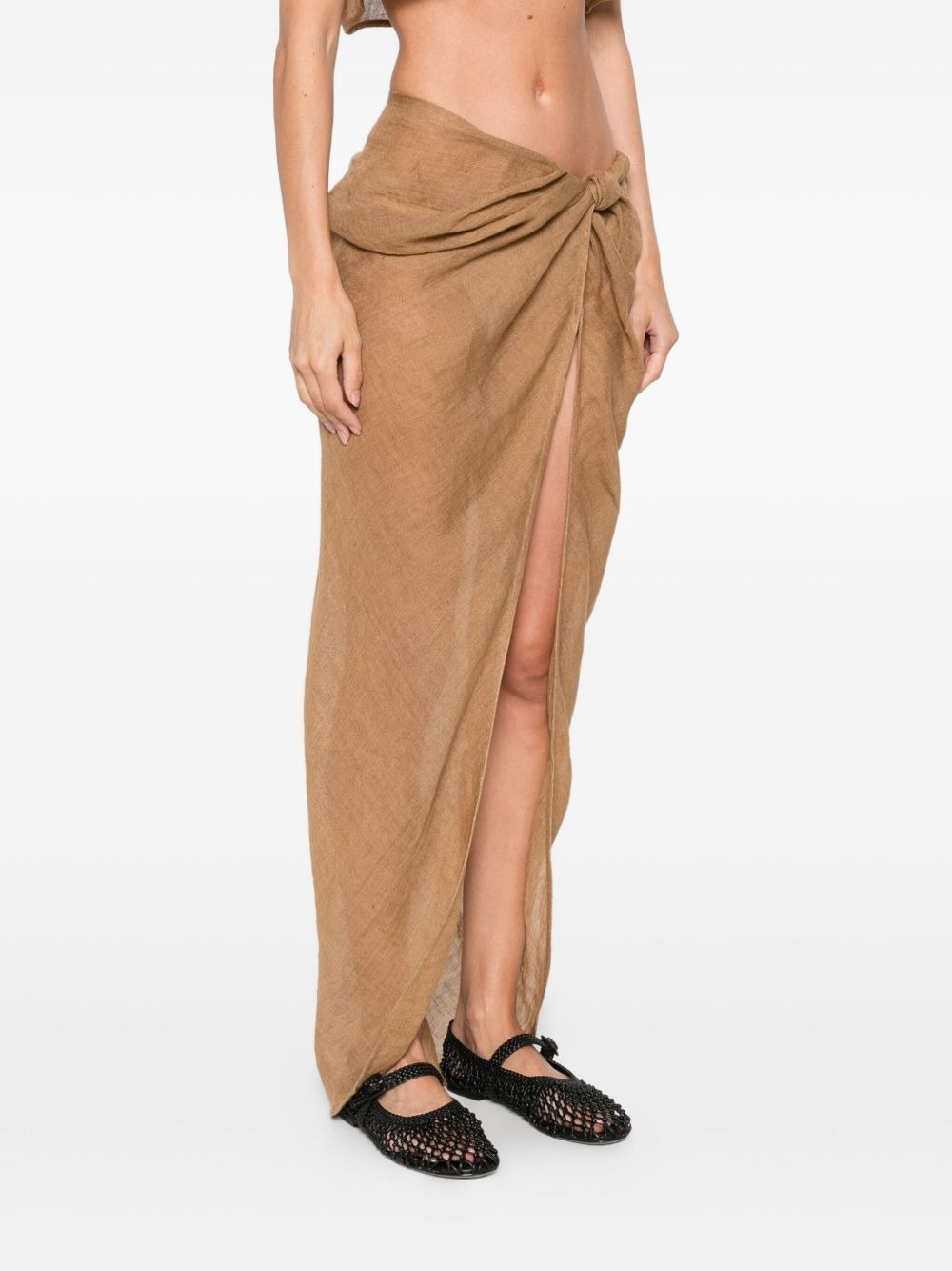 knotted linen skirt - 3