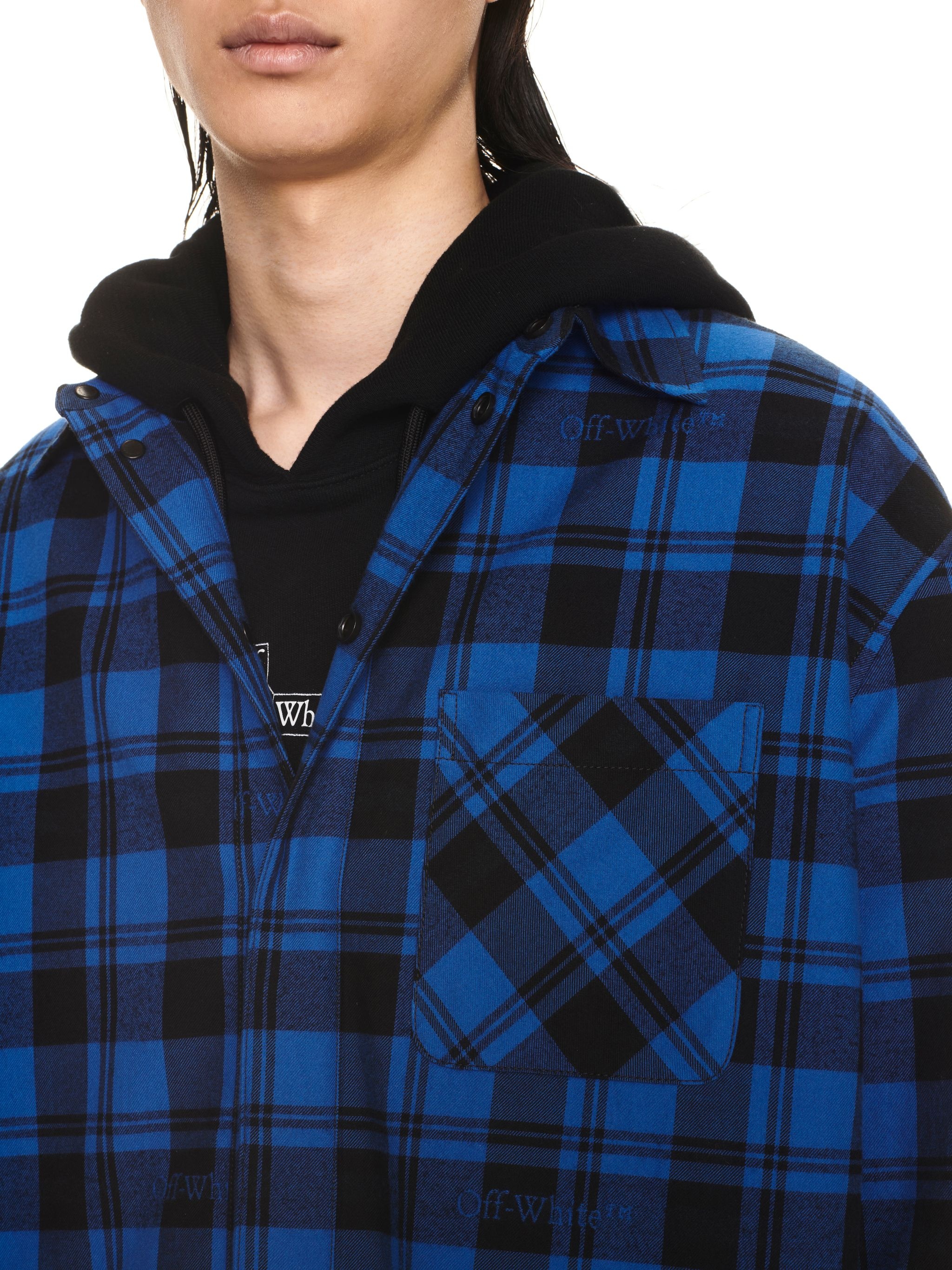 Check Flann Padded Overshirt Dark Blue B - 5