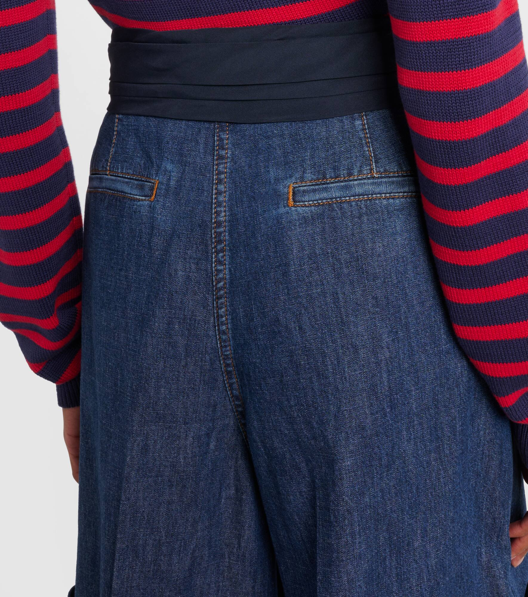 Bow-detail chambray Bermuda shorts - 6