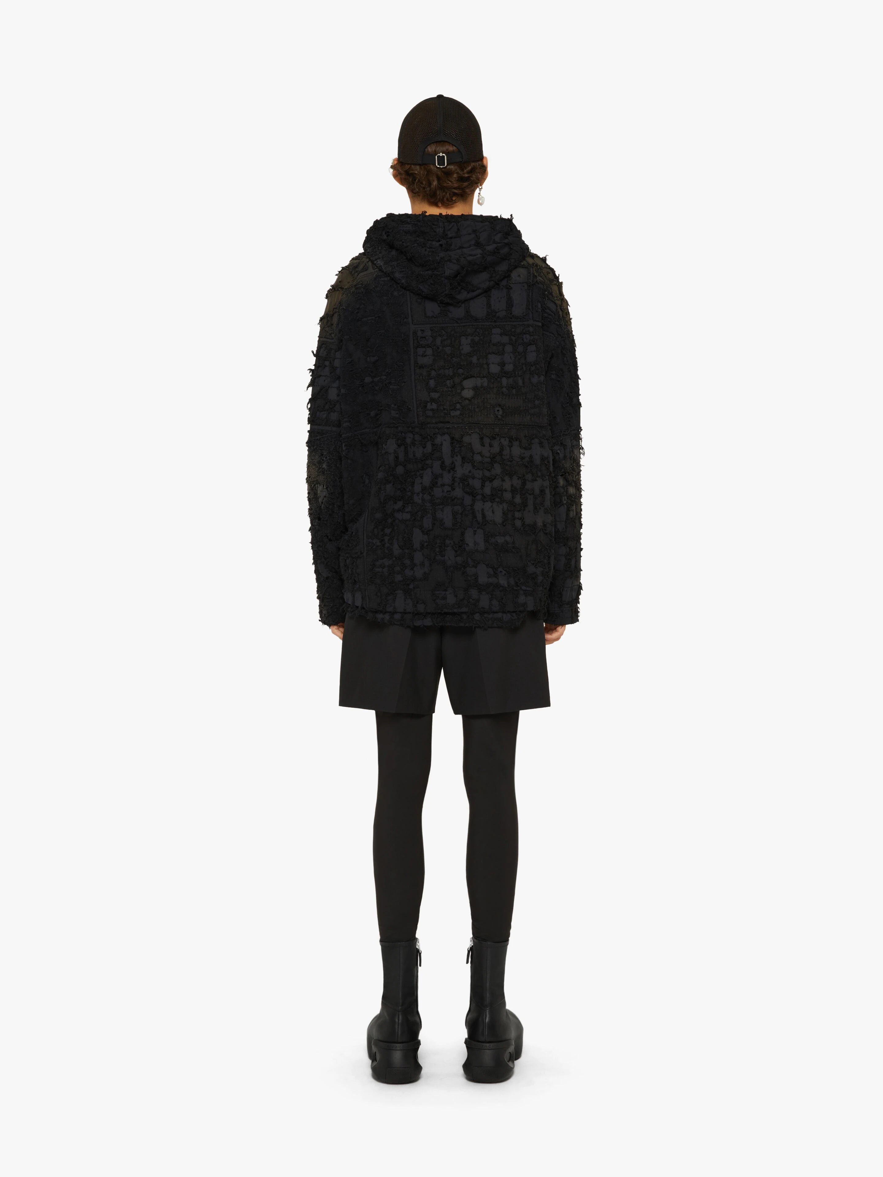 OVERSIZED HOODIE IN BORO EFFECT DESTROYED FELPA - 4