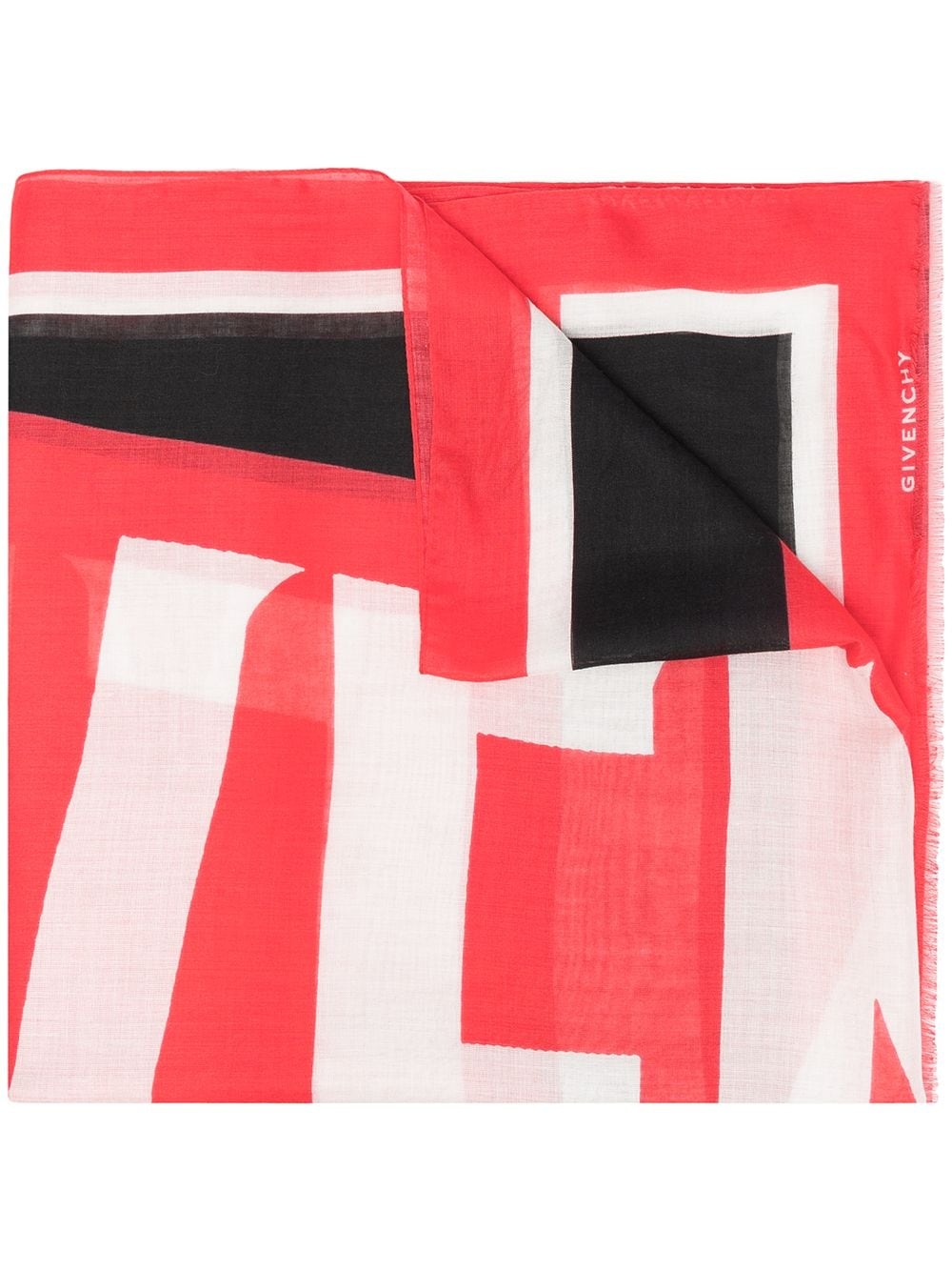 colour-block logo print scarf - 1