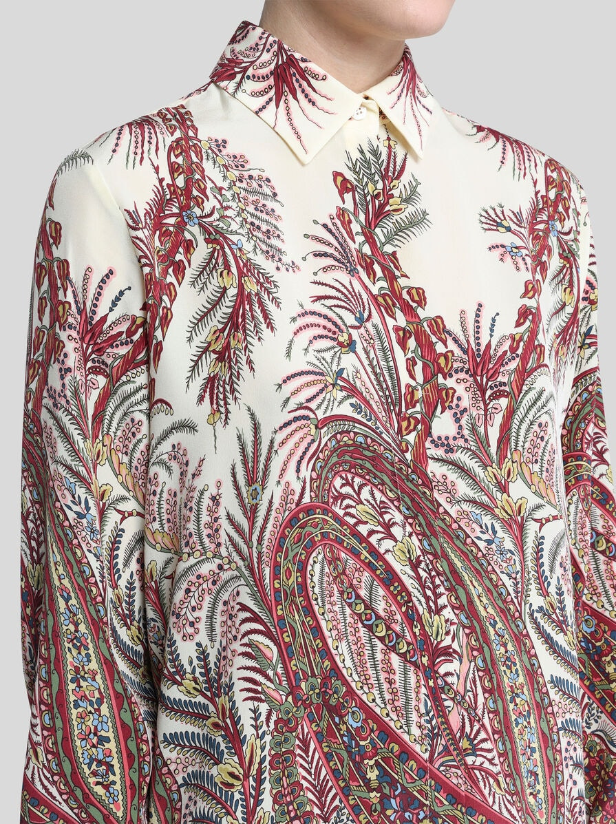 SILK SHIRT WITH PLACED PRINT - 3