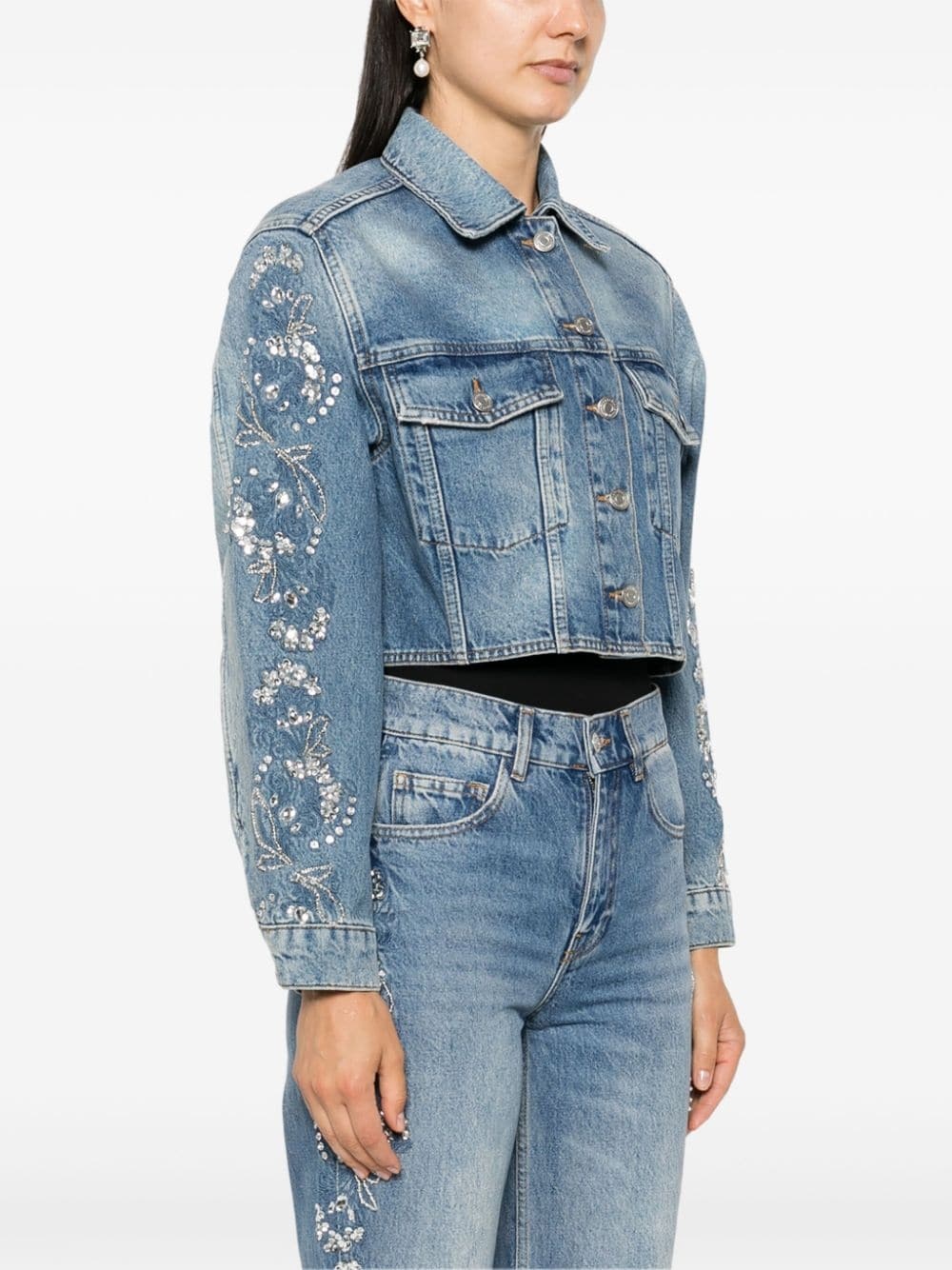 embroidered denim jacket - 3