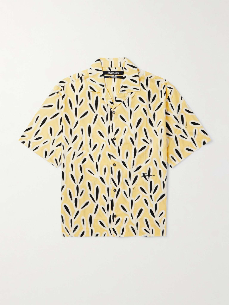 Jean Camp-Collar Logo-Embroidered Printed Cotton Shirt 1