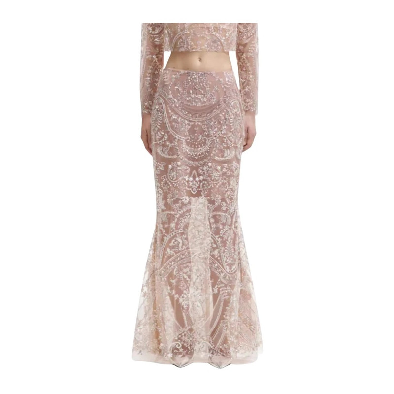 self-portrait Silver Paisley Sequin Maxi Skirt outlook