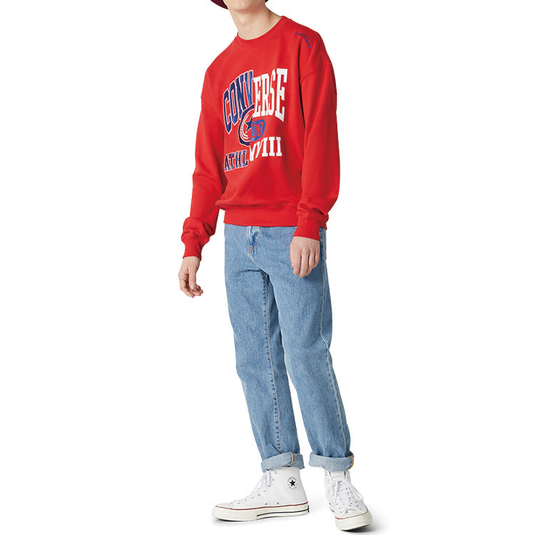Converse Unisex Logo Printing Round-neck Sweatshirt Red 10018354-A02 - 5