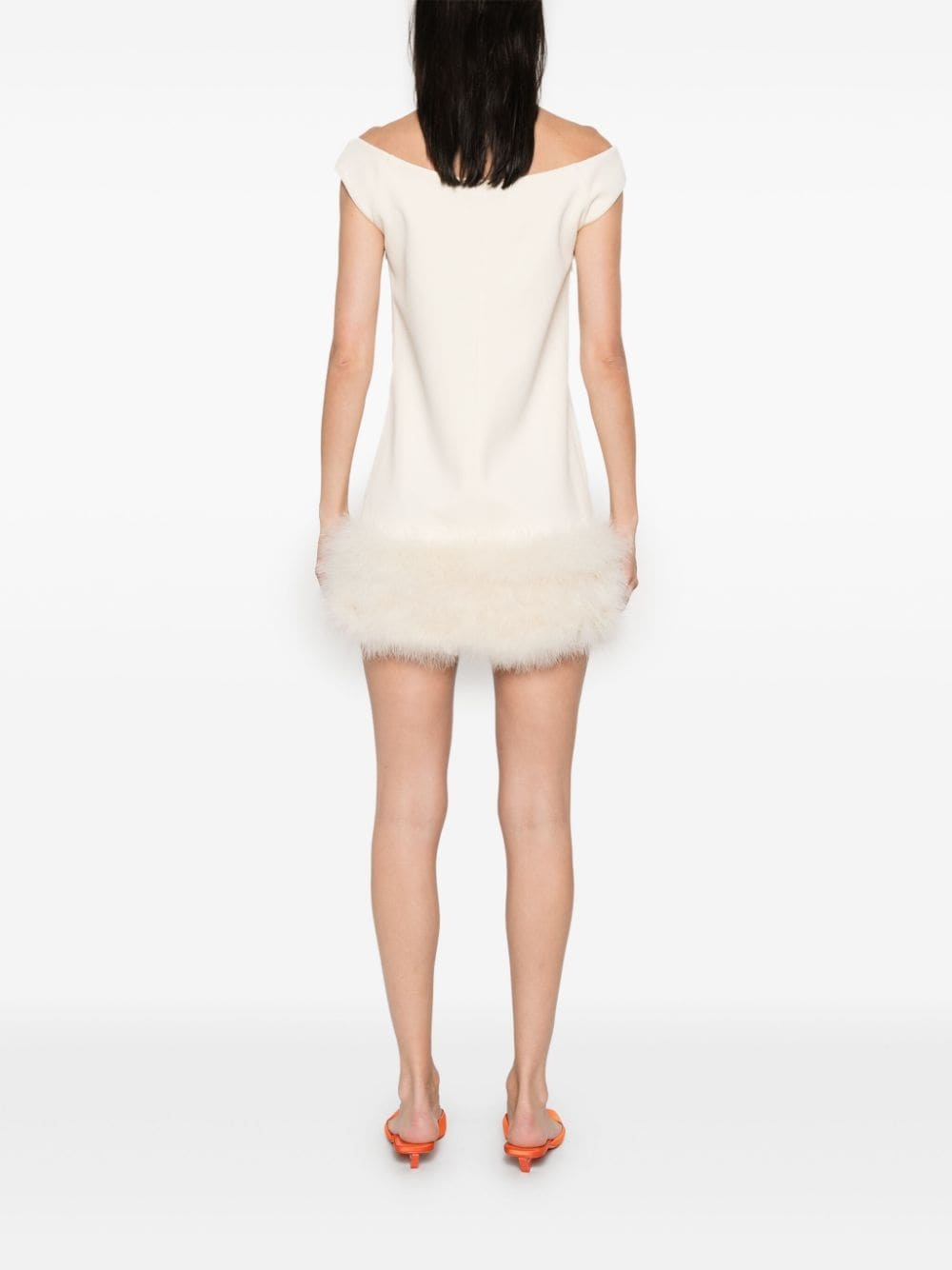 marabou-feathers crepe mini dress - 4