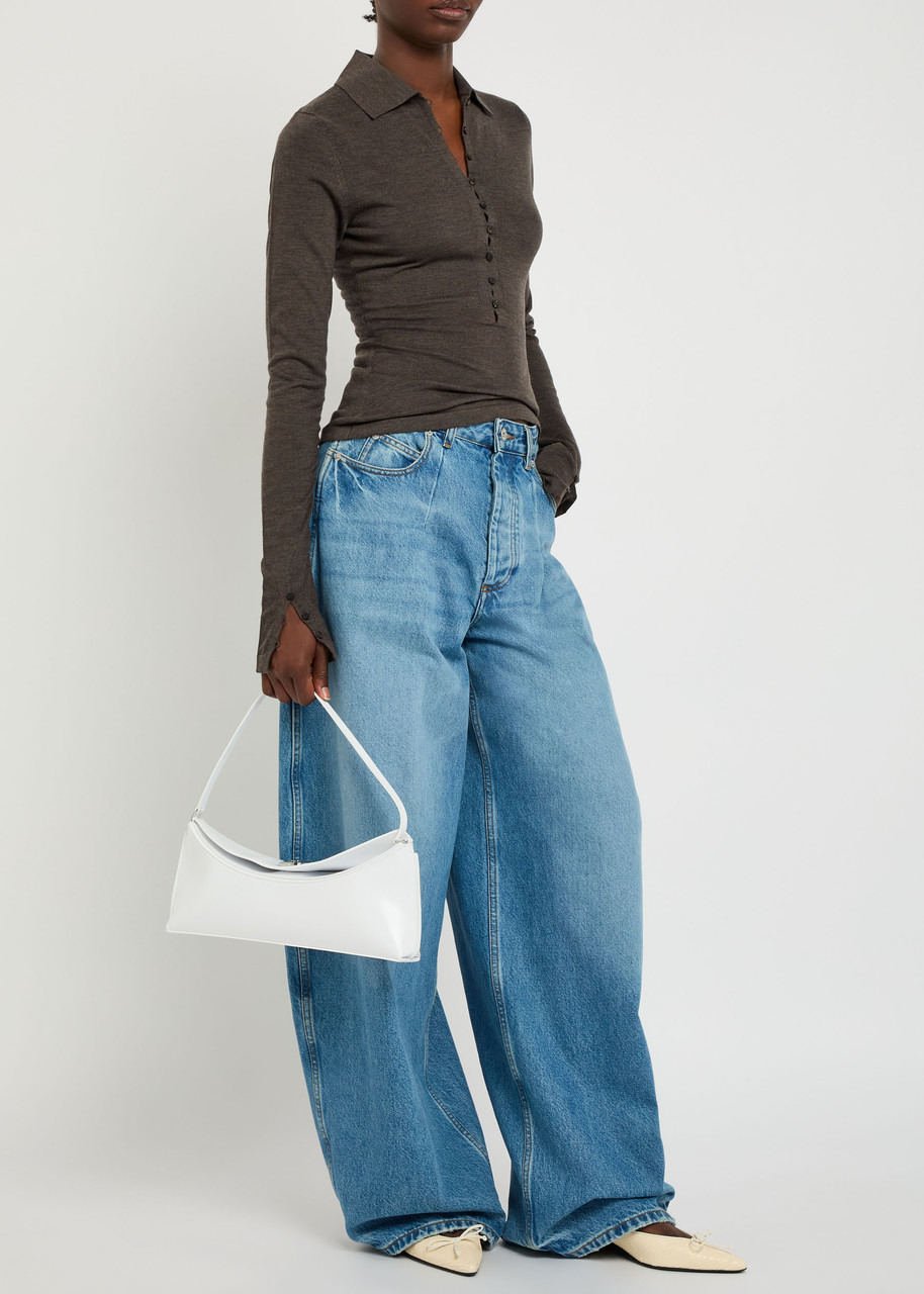 Jacquemus Le Polo Button-embellished Wool-blend Polo top - 4