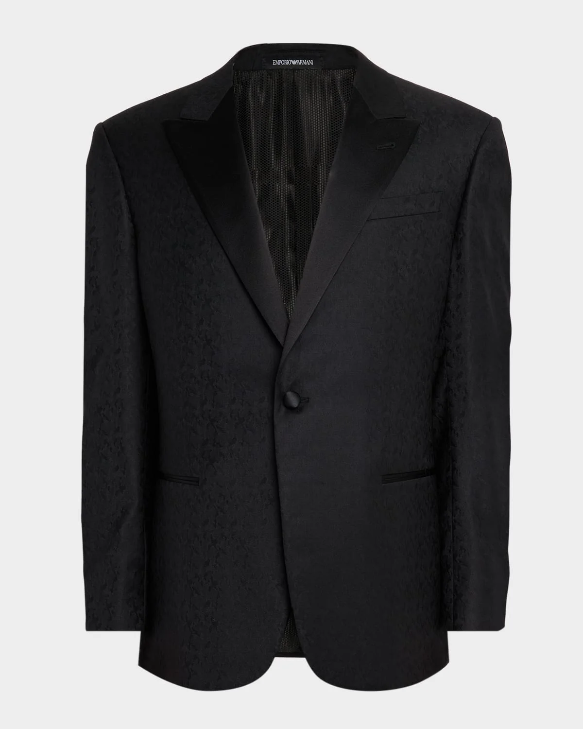 Men's Wool Jacquard Tonal Camouflage Peak Lapel Dinner Jacket - 1