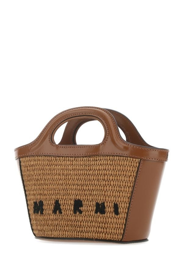 トートバッグ MARNI Two-Tone Leather And Straw Handbag Marni Two-tone leather and straw handbag | gebnegozionline