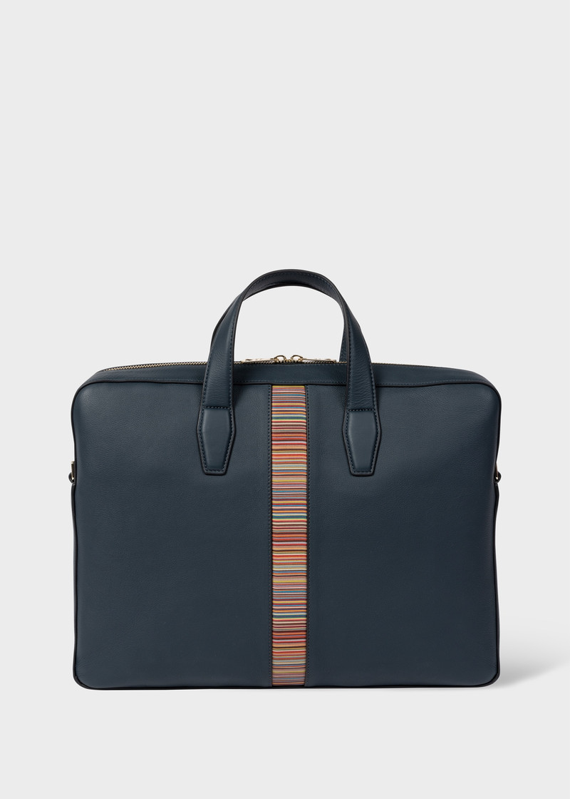 Dark Blue Leather 'Signature Stripe' Business Folio 1