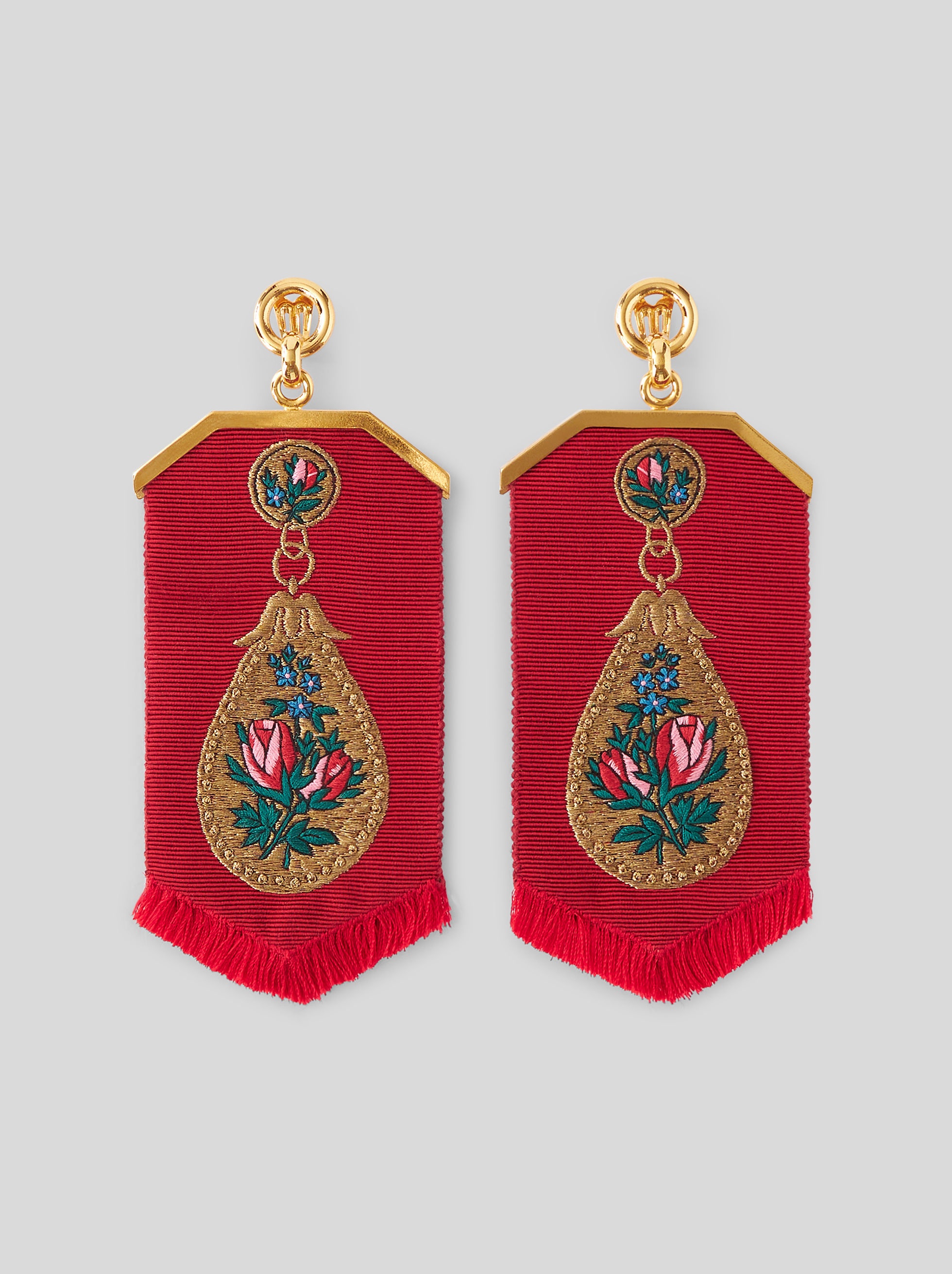 EMBROIDERED PENDANT EARRINGS - 1