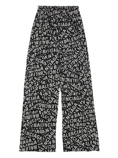 BALENCIAGA logo-print wide-leg trousers outlook