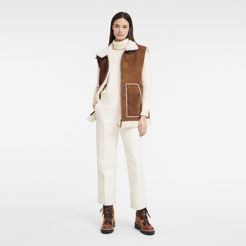 Longchamp Sleeveless jacket Cognac - Leather outlook