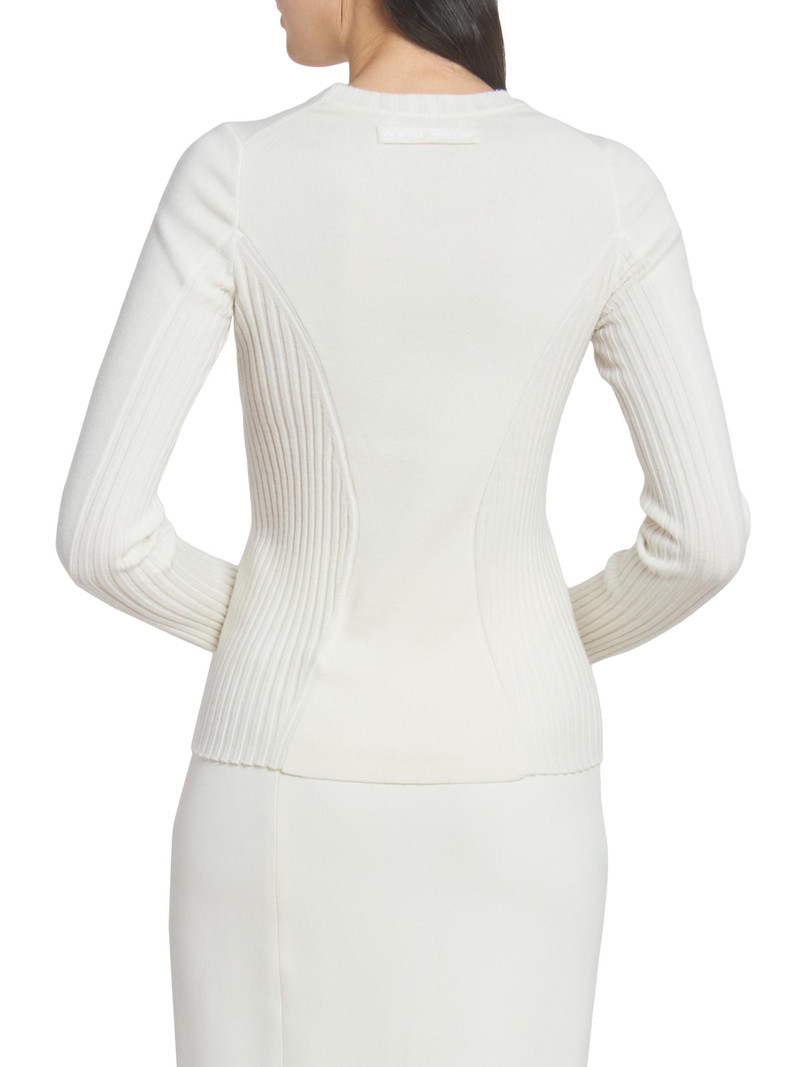 Women's Wool-Blend Rib-Knit Sweater - Ivory 5