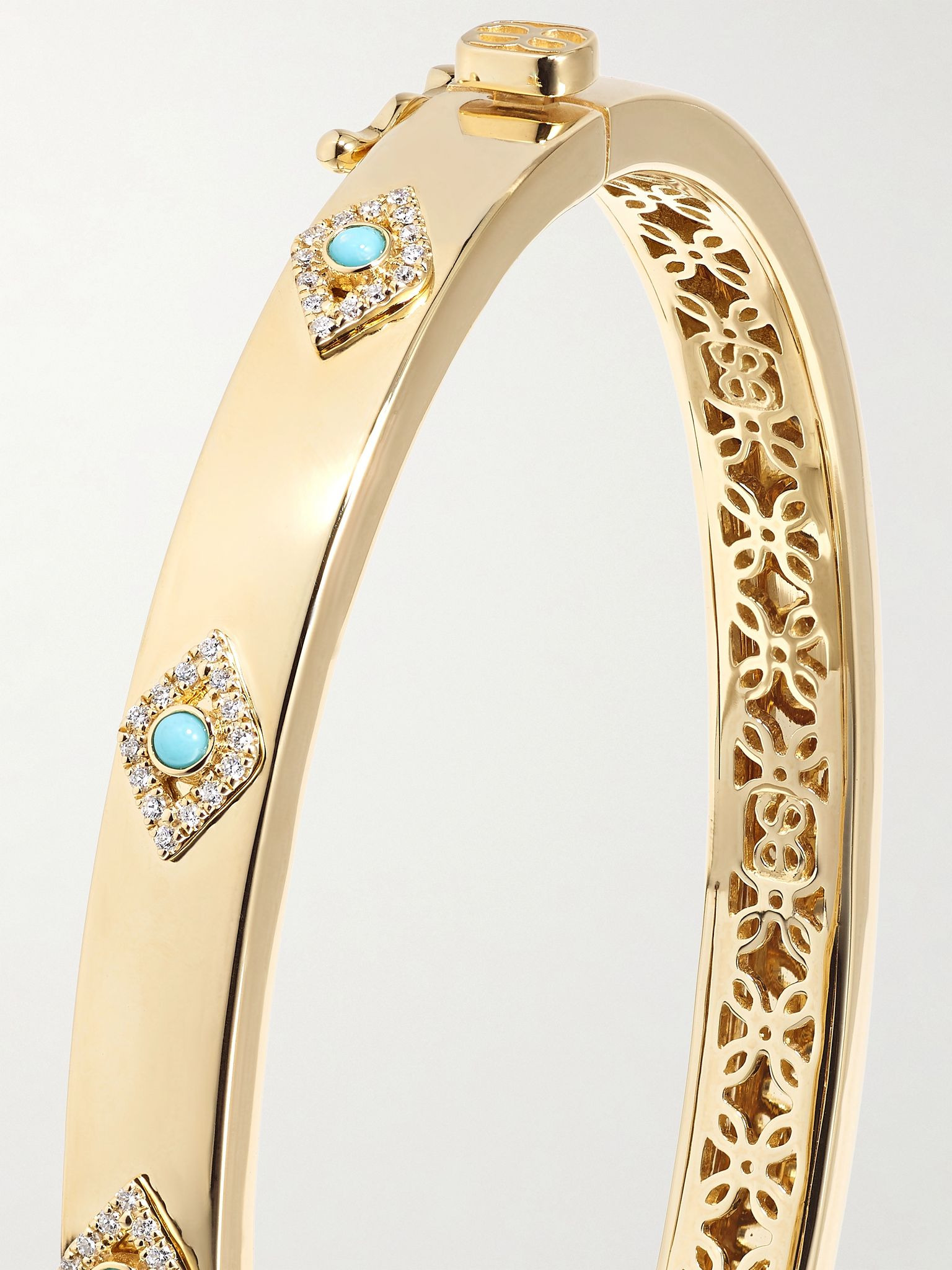 14-karat gold, diamond and turquoise bangle Gold - 4