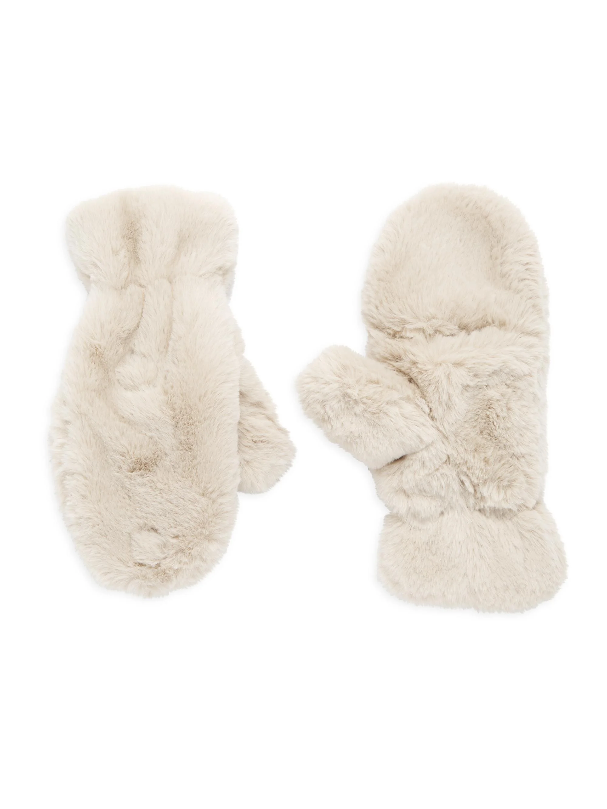 Women's Coco Faux Fur Flip-Top Mittens - Latte - 1