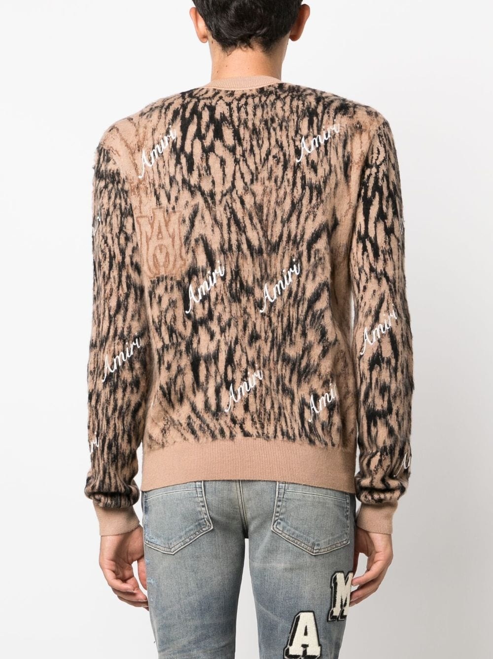 logo-embroidered patterned jumper - 4