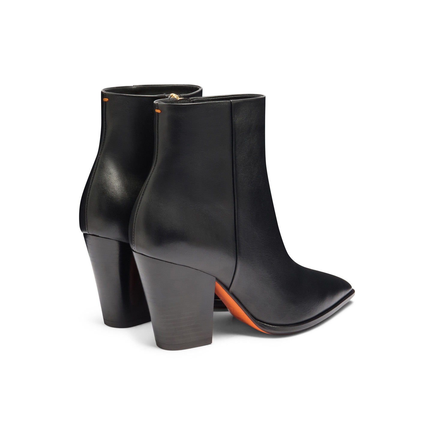 Women's black leather texan ankle boot - 4
