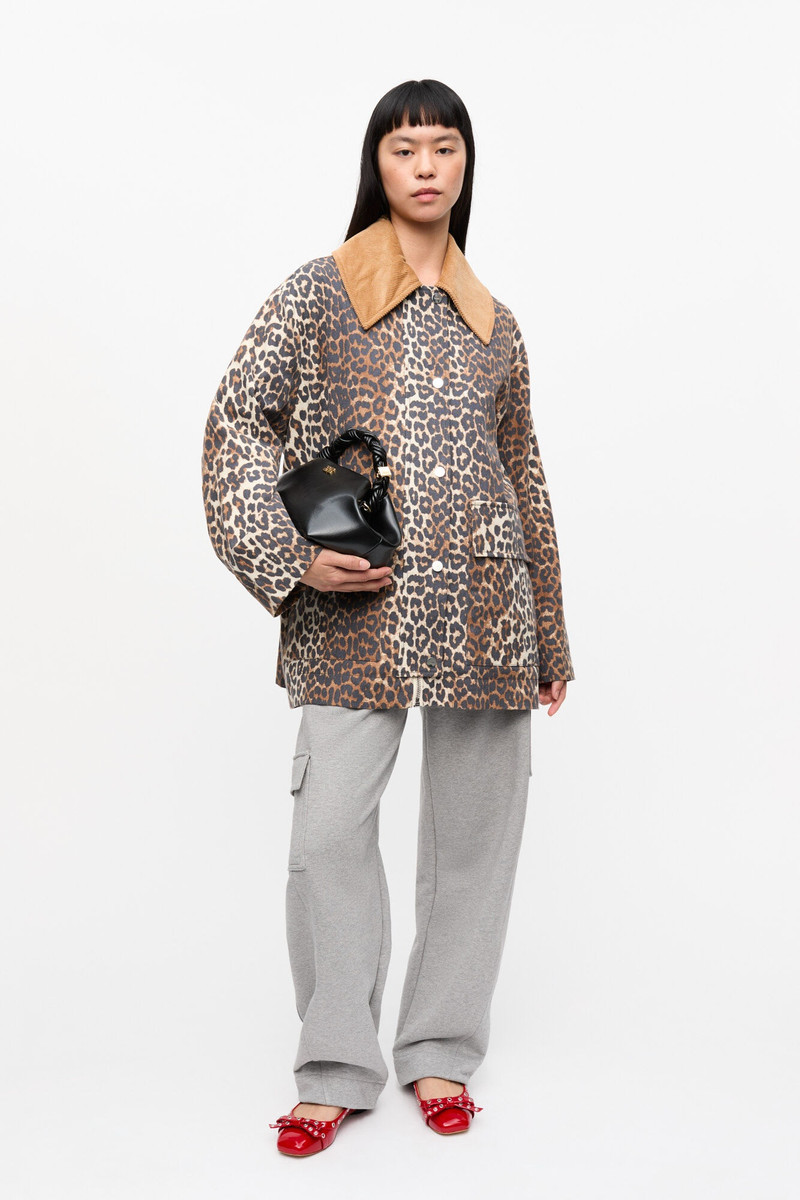 GANNI LEOPARD PRINTED CANVAS MIDI JACKET outlook