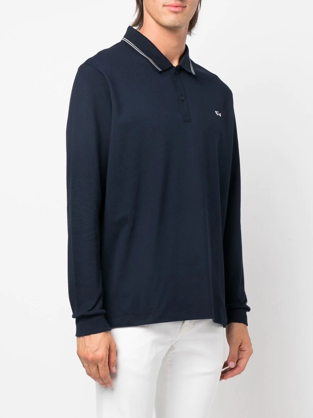 embroidered-logo long-sleeve polo shirt - 3