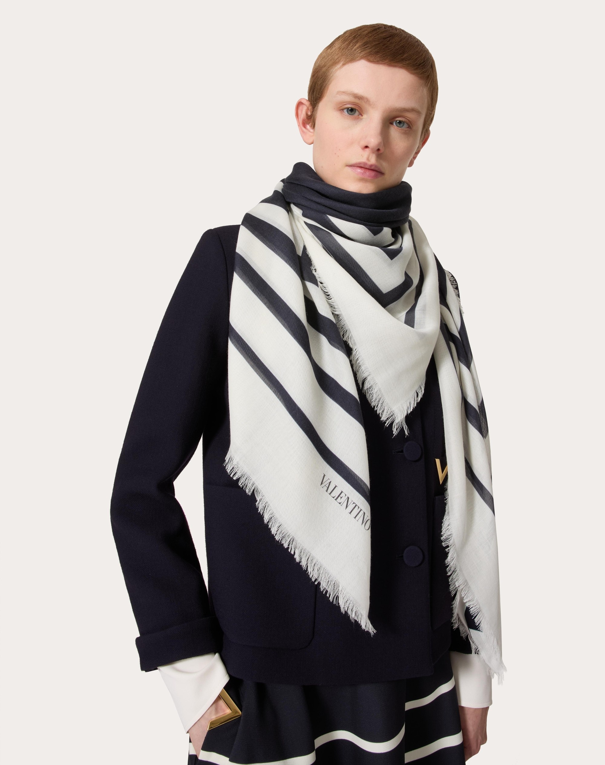BARRÉ DEGRADÉ SHAWL IN CASHMERE AND SILK - 4