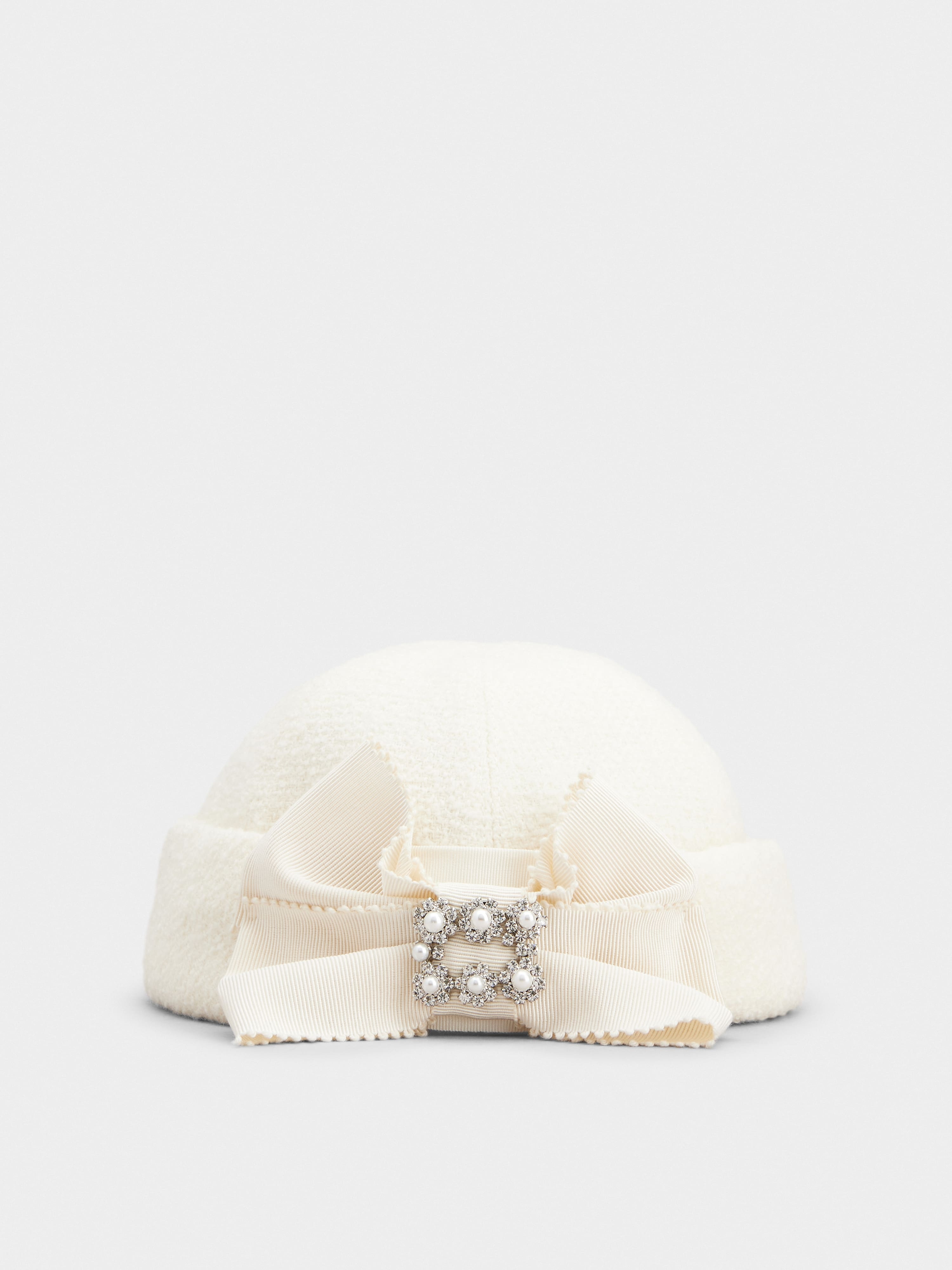 Flower Strass Pearl Buckle Hat in Wool - 3