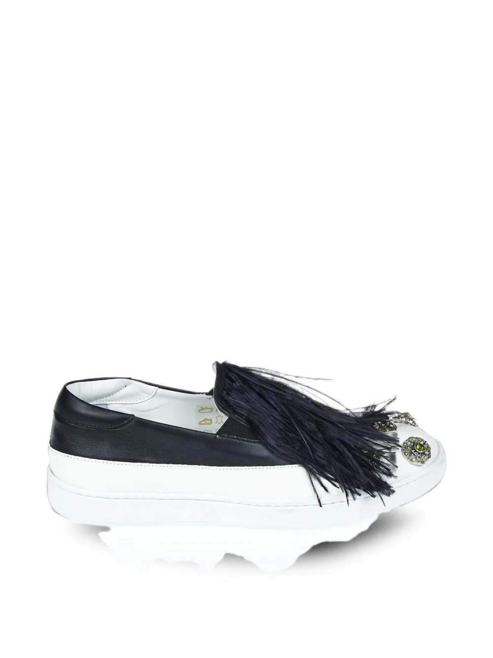 feather-embellished jewel sneakers - 1