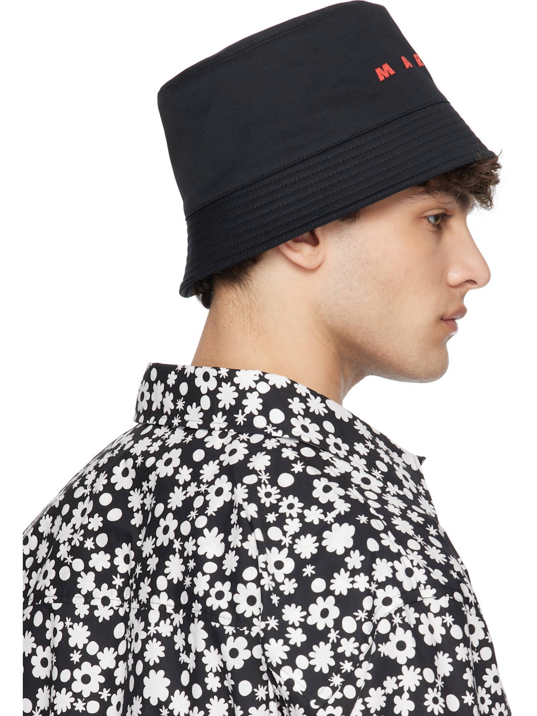 Black Gabardine Bucket Hat - 3