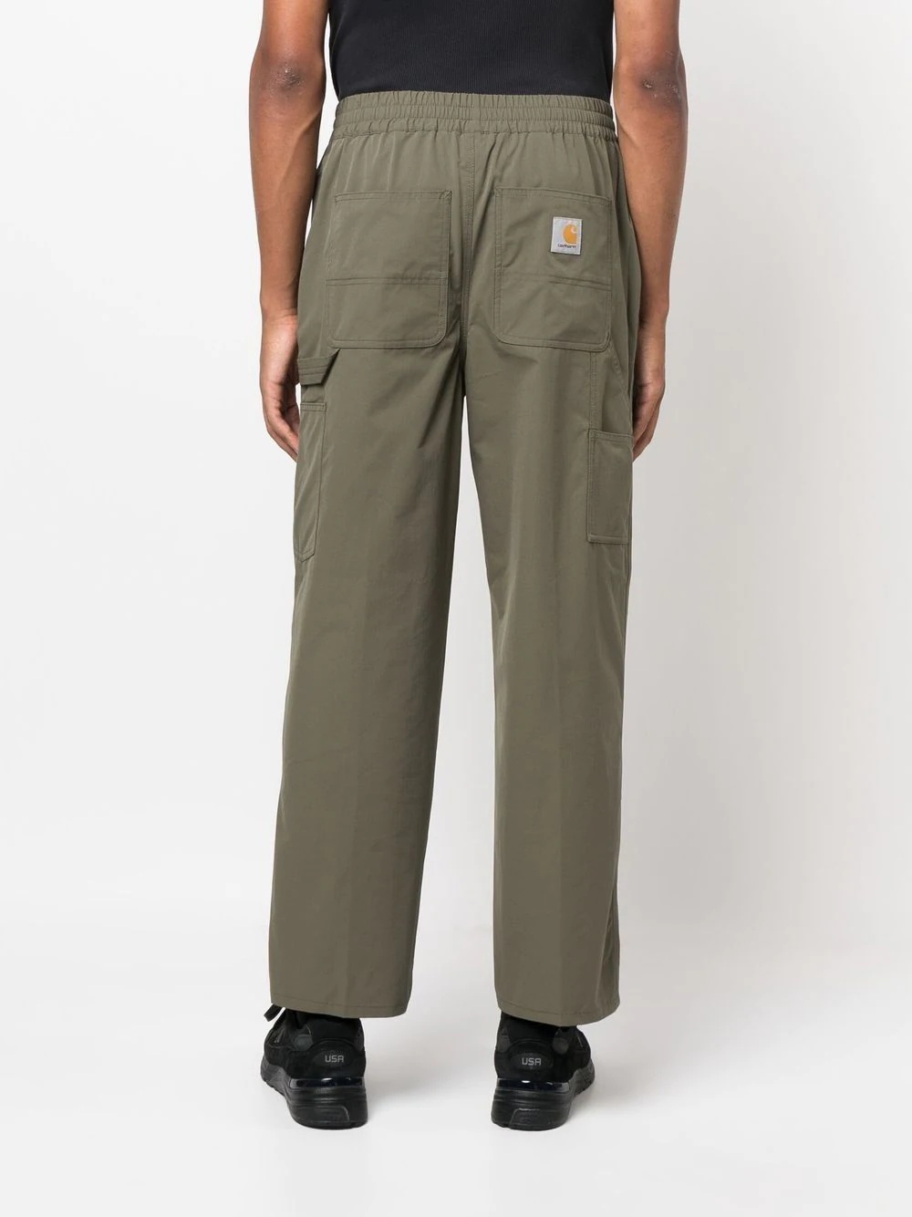 logo-patch straight-leg trousers - 4