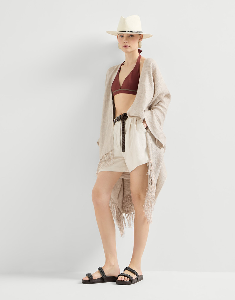 Brunello Cucinelli Leather sandals with precious braided straps outlook