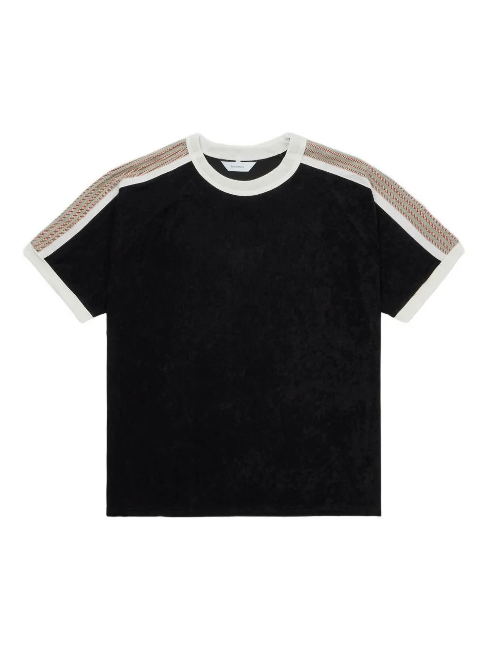 stripe-detail velour T-shirt - 1