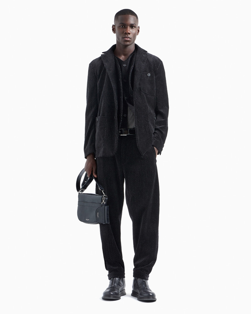 GIORGIO ARMANI SINGLE-BREASTED WAISTCOAT IN SEERSUCKER VELVET WITH A POLKA-DOT MOTIF outlook