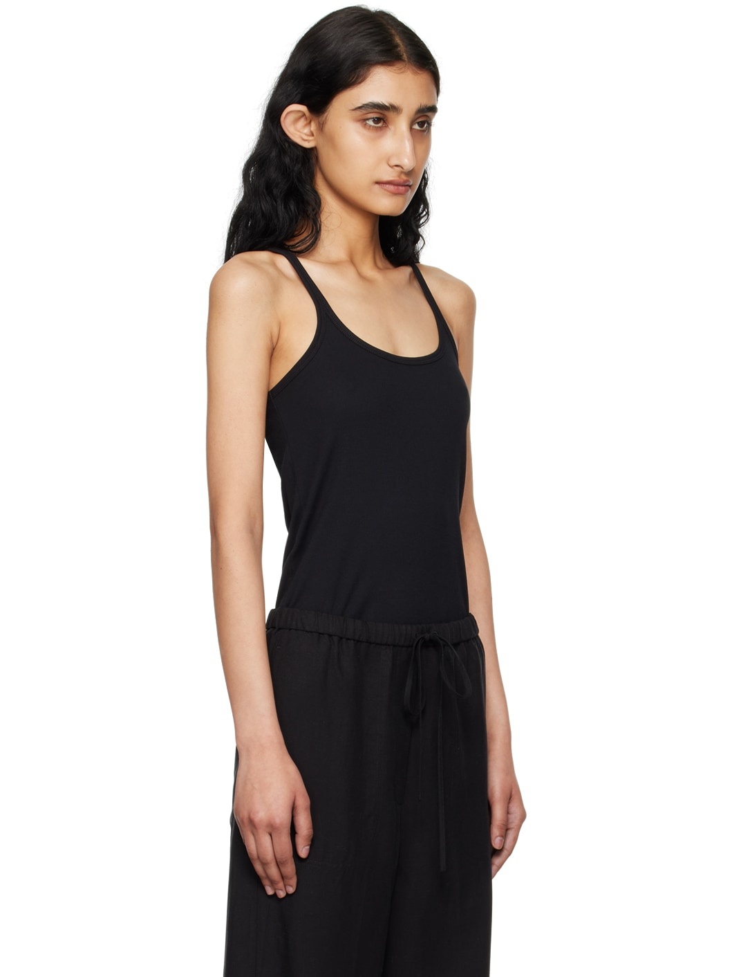 Black Scoop Neck Tank Top - 2