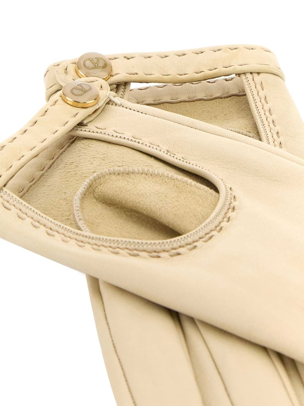 cut out-detail leather gloves - 2