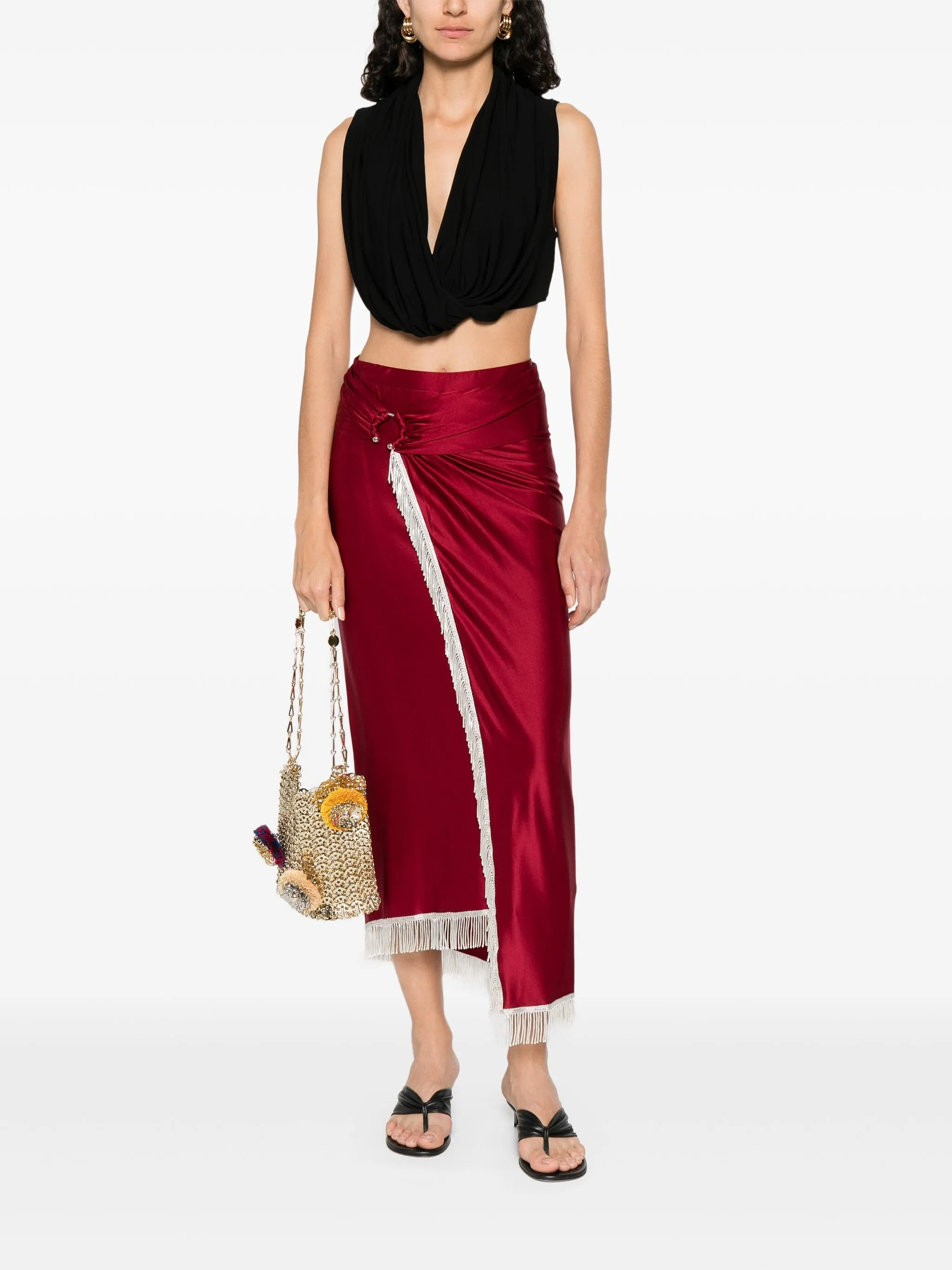 fringe-detailing midi skirt - 2