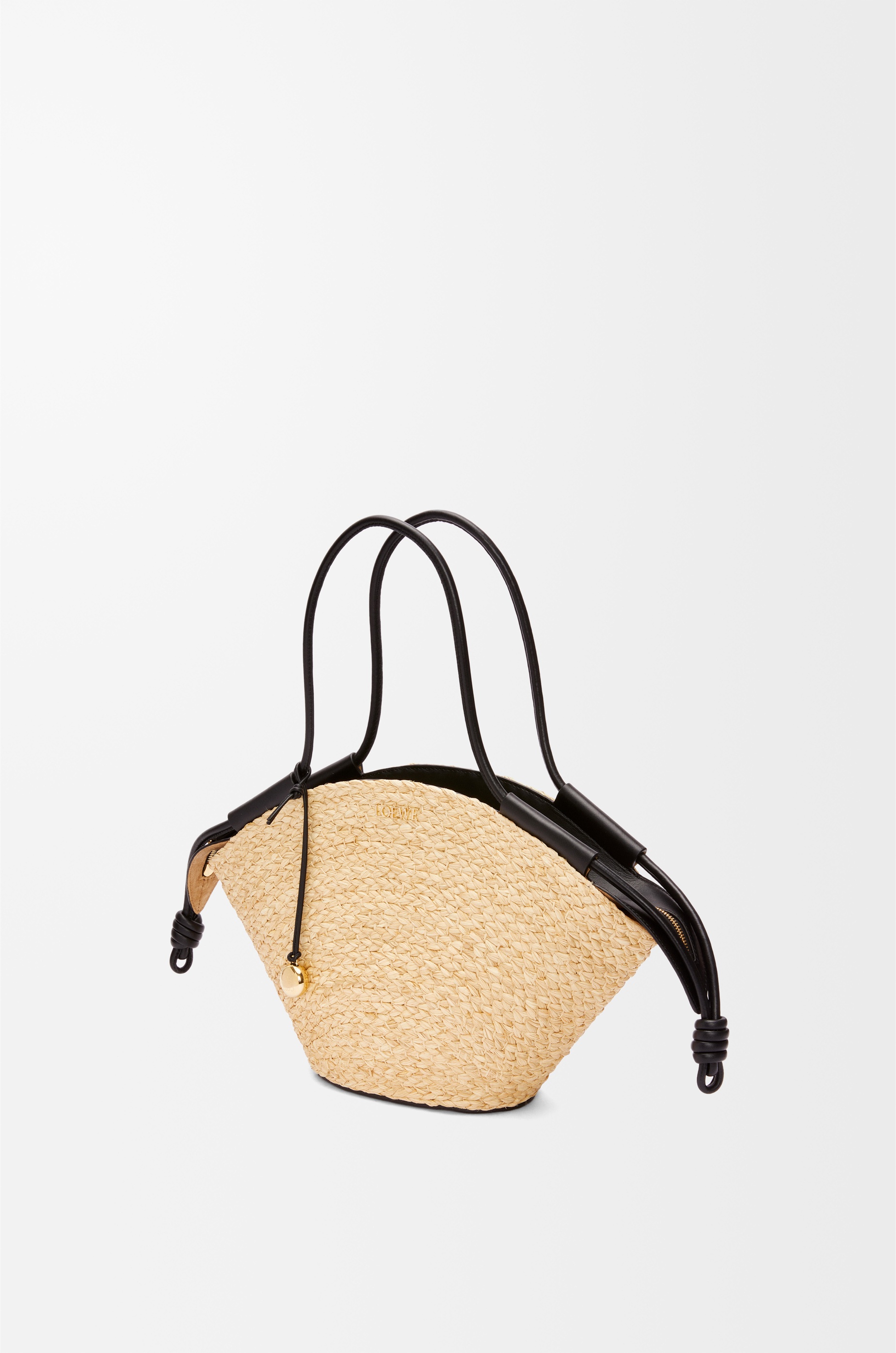 Small Paseo basket in raffia and nappa calfskin 4