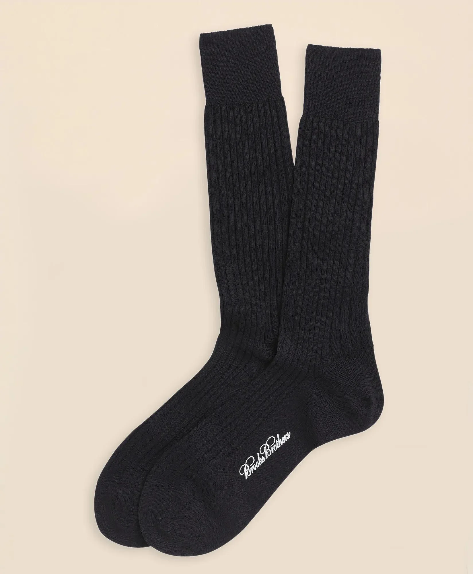 Merino Wool Ribbed Crew Socks - 1