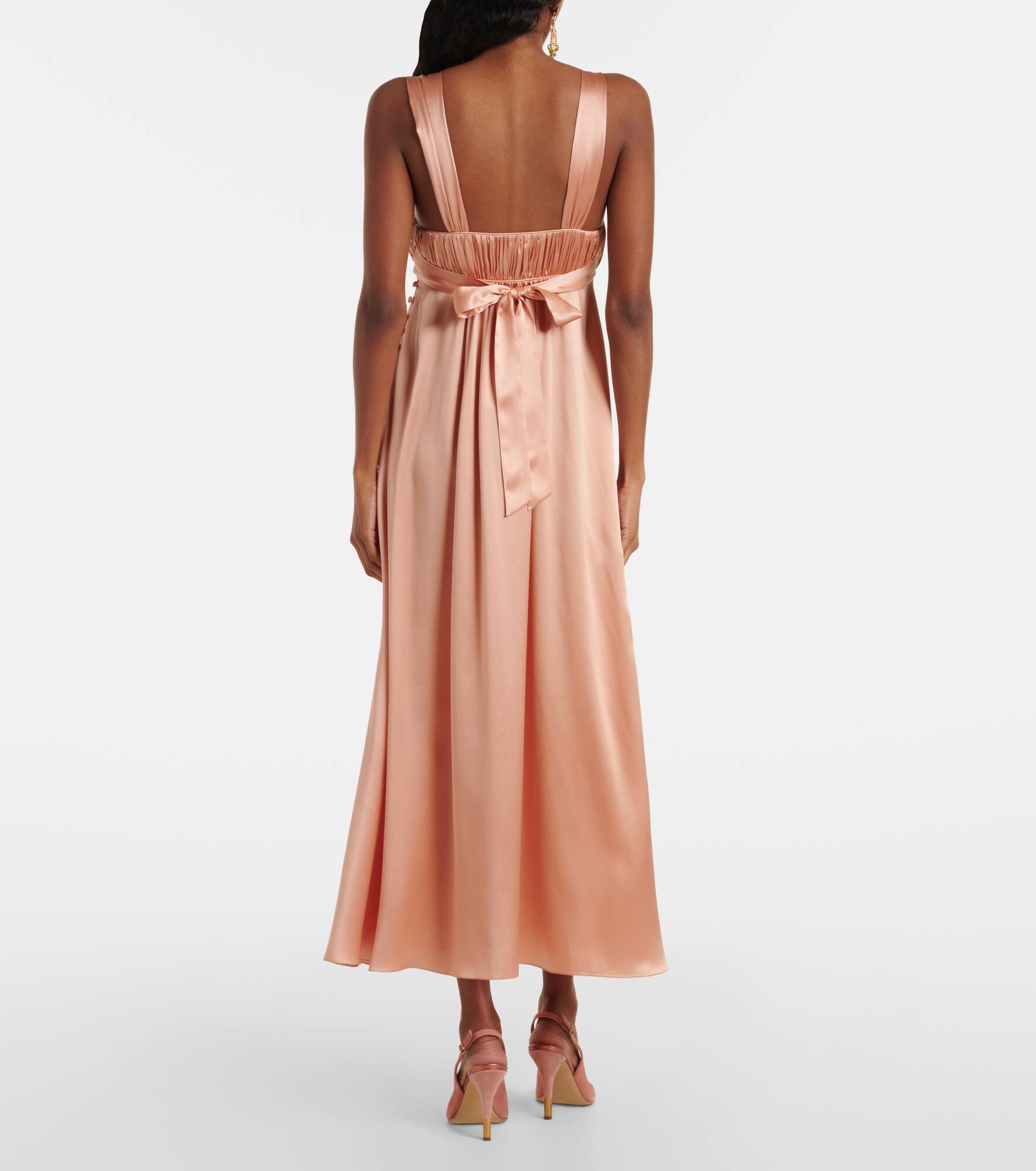 Ruched silk satin maxi dress - 3