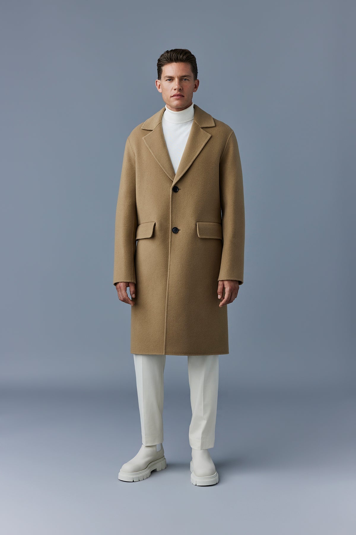 MACKAGE BENJAMIN Double-face wool coat with notched lapel | REVERSIBLE