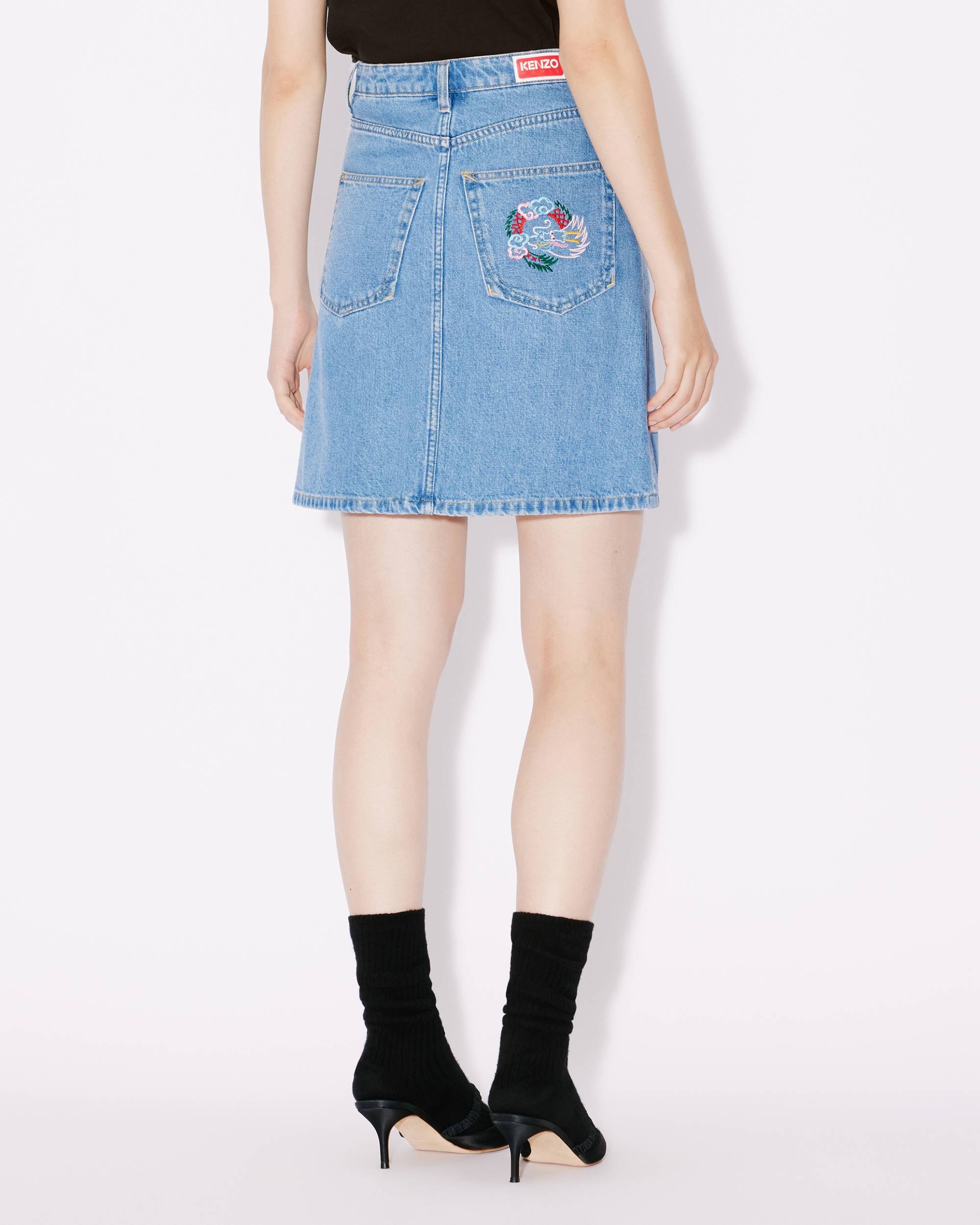 'Year of the Dragon' embroidered Japanese denim miniskirt - 5