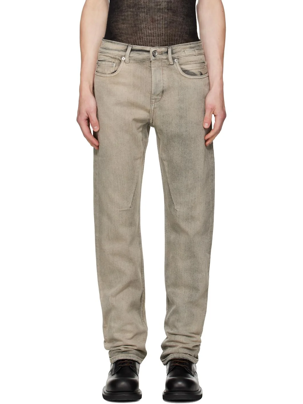 Gray Tower Fog Cut Jeans - 1