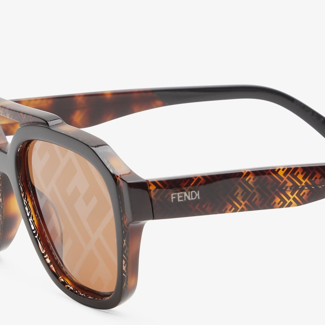 Fendi Men's FF-Lens Bi-Layer Square Sunglasses