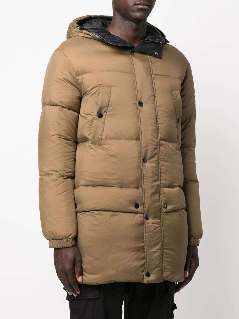 hooded feather-down padded coat - 3
