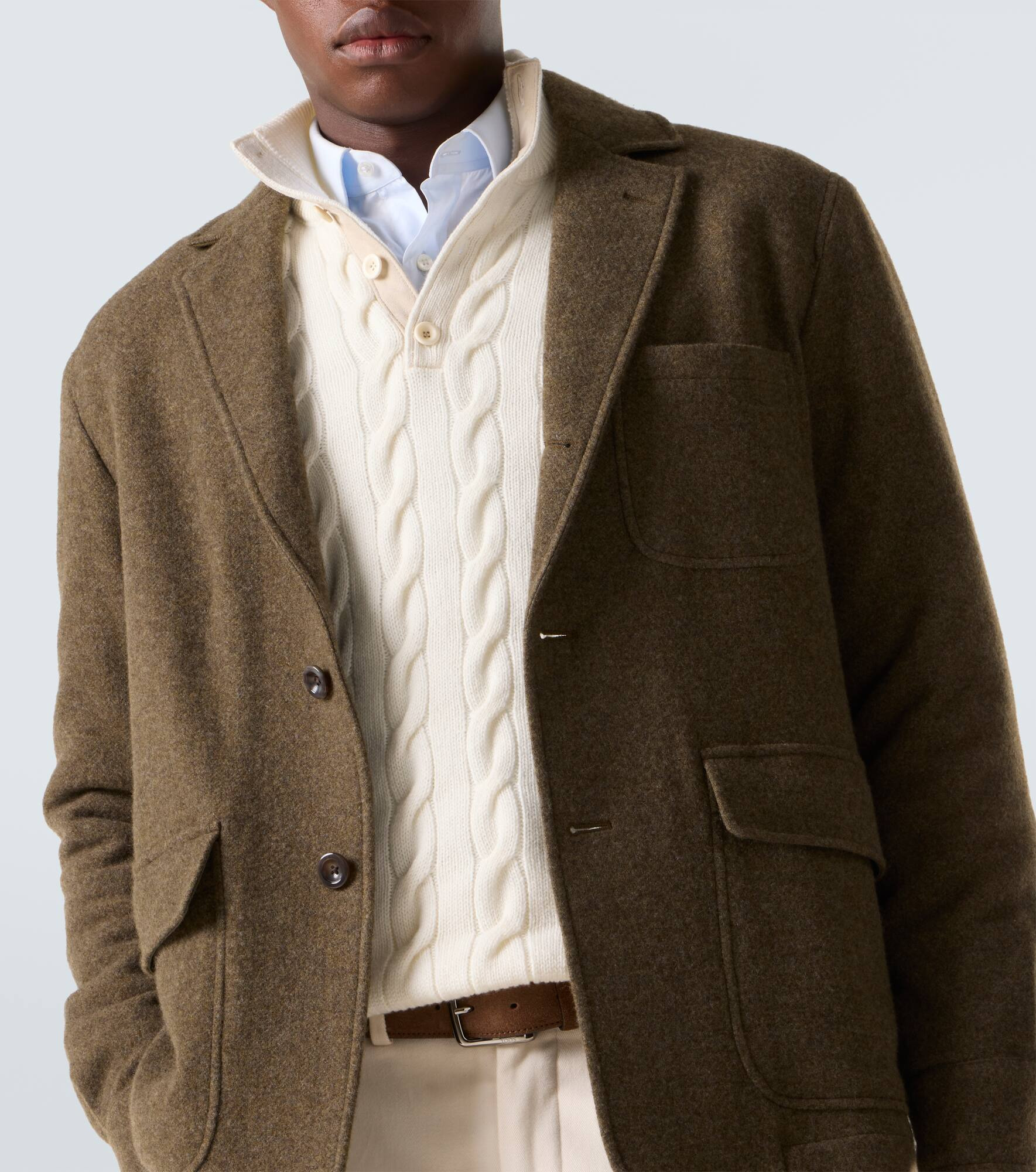 Cashmere and wool twill coat - 5