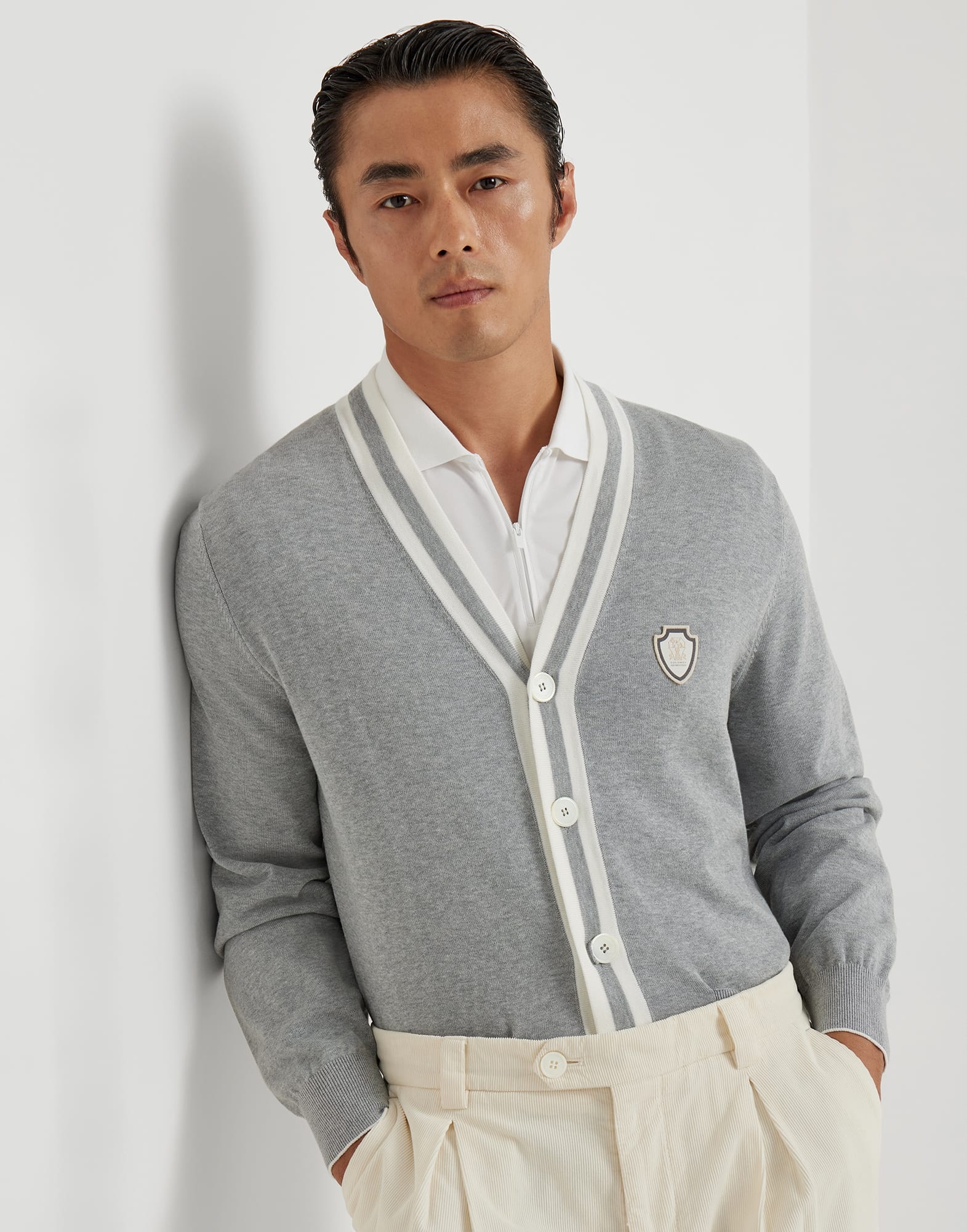 Cotton cardigan with logo - 4